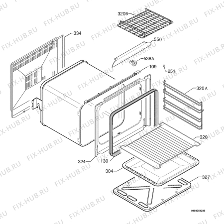 Взрыв-схема плиты (духовки) Electrolux EOG1000AOX - Схема узла Housing 001